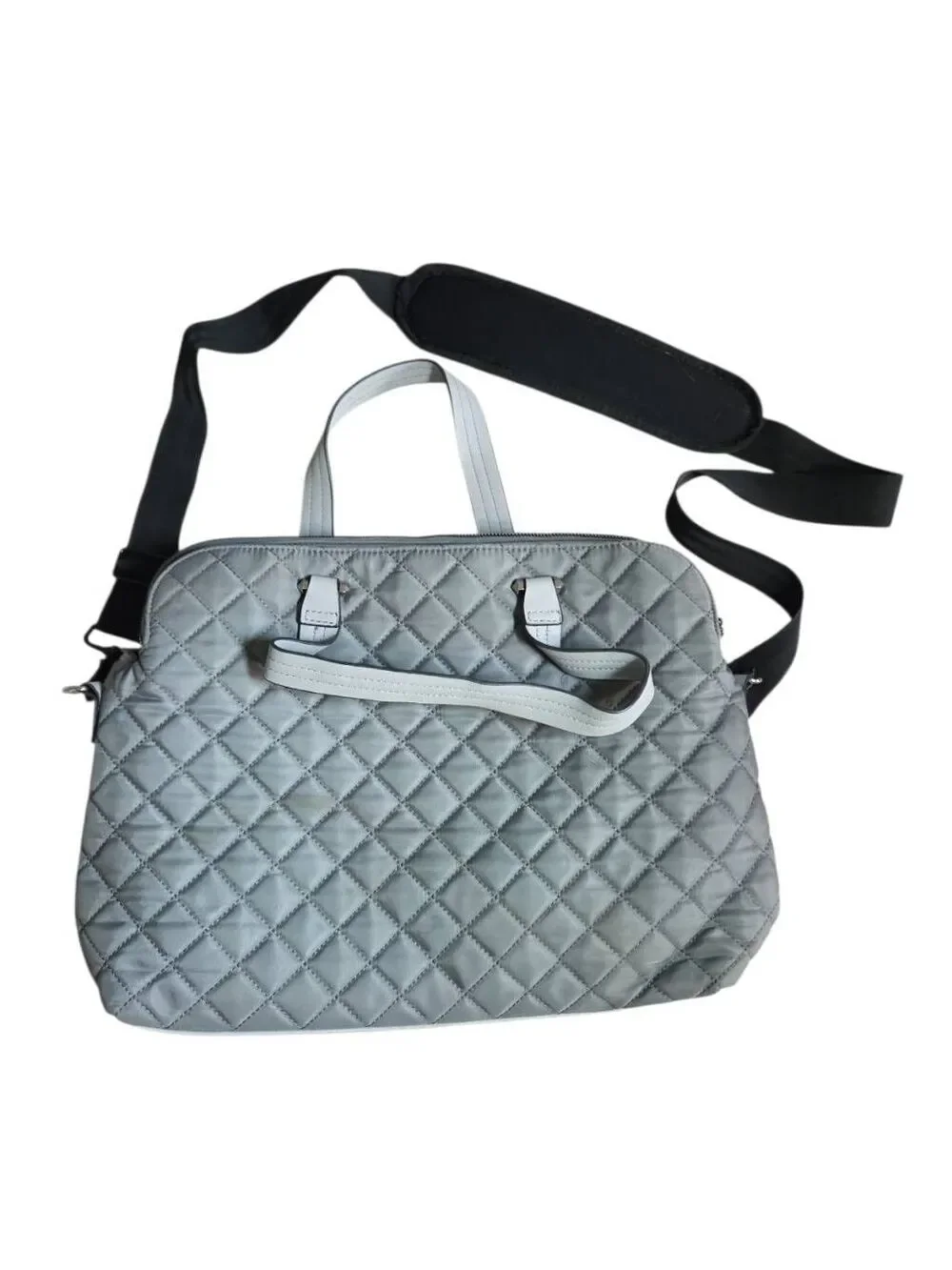 Steve Madden Quilted Grey Laptop Tote Bag Crossbody Travel Briefcase